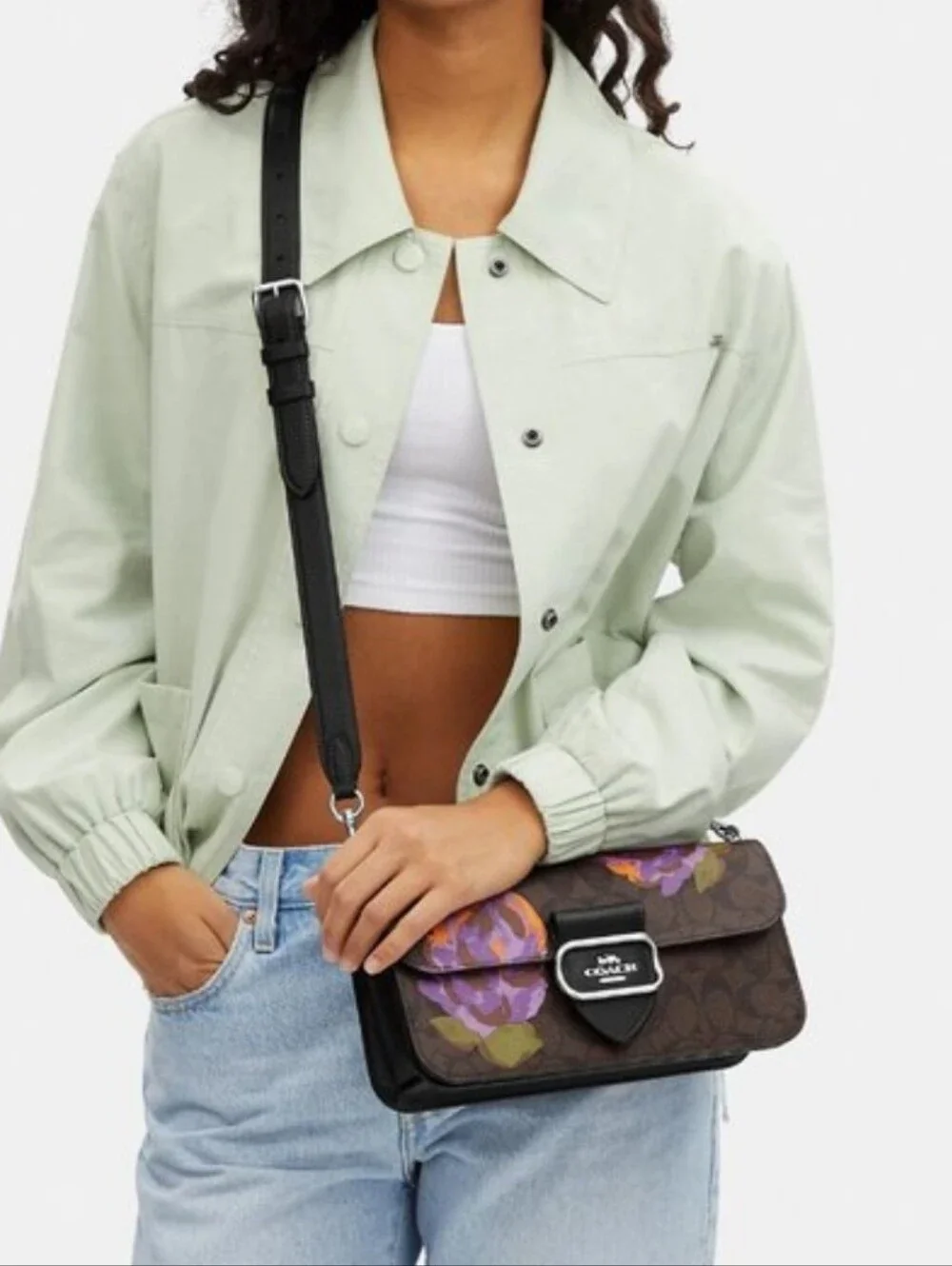 Coach Morgan Shoulder Bag In Signature Canvas With Rose Print & Matching Wallet